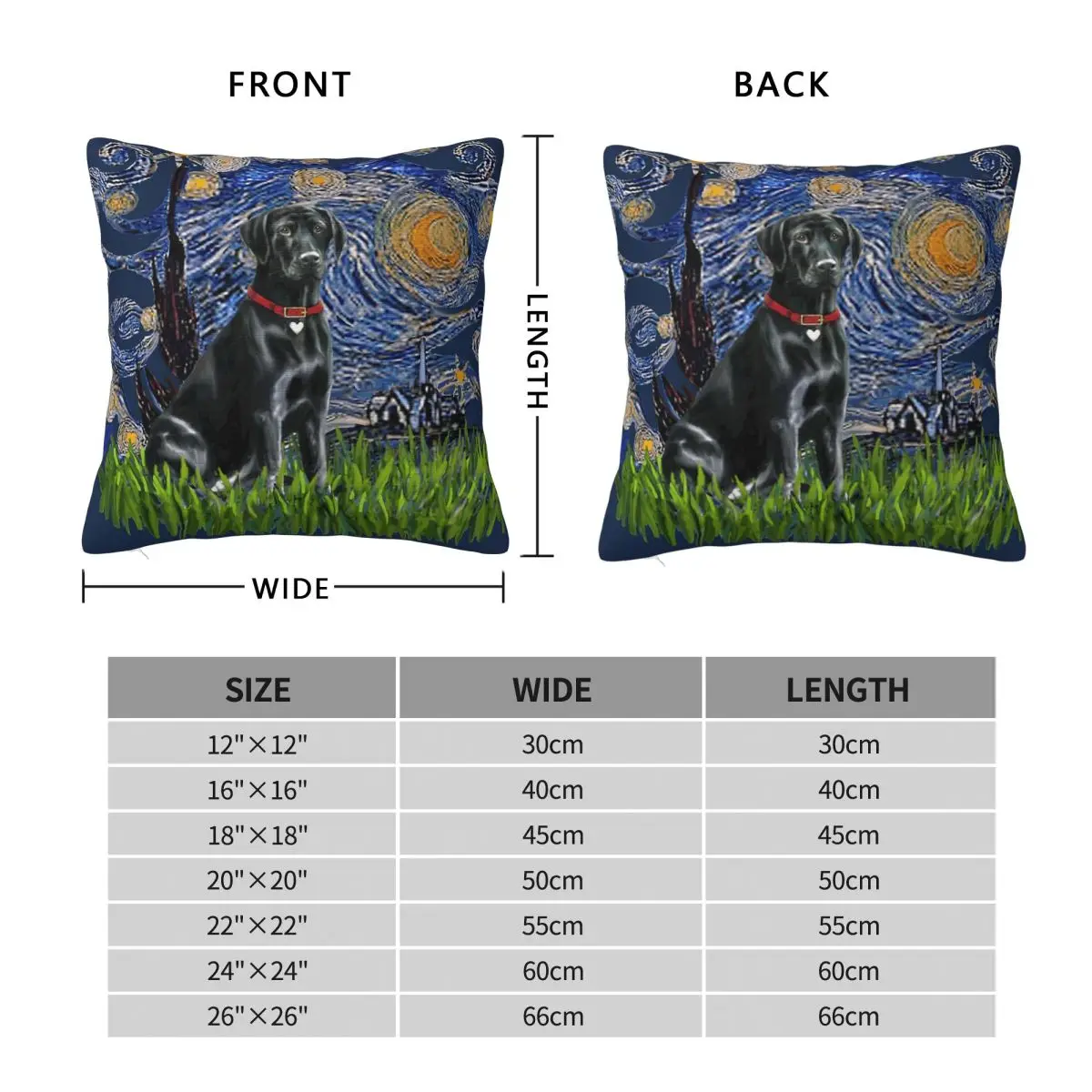 Starry Night Labrador Retriever Square Pillowcase Polyester Linen Velvet Printed Zip Decor Throw Pillow Case Car Cushion Case