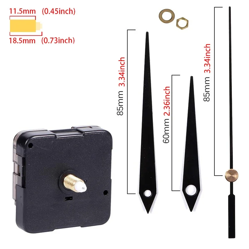 Clock Mechanism Silent Quartz Movement Machine Wall Hands Pointer Set Clockwork Table Long Shaft DIY Watches Repair Parts