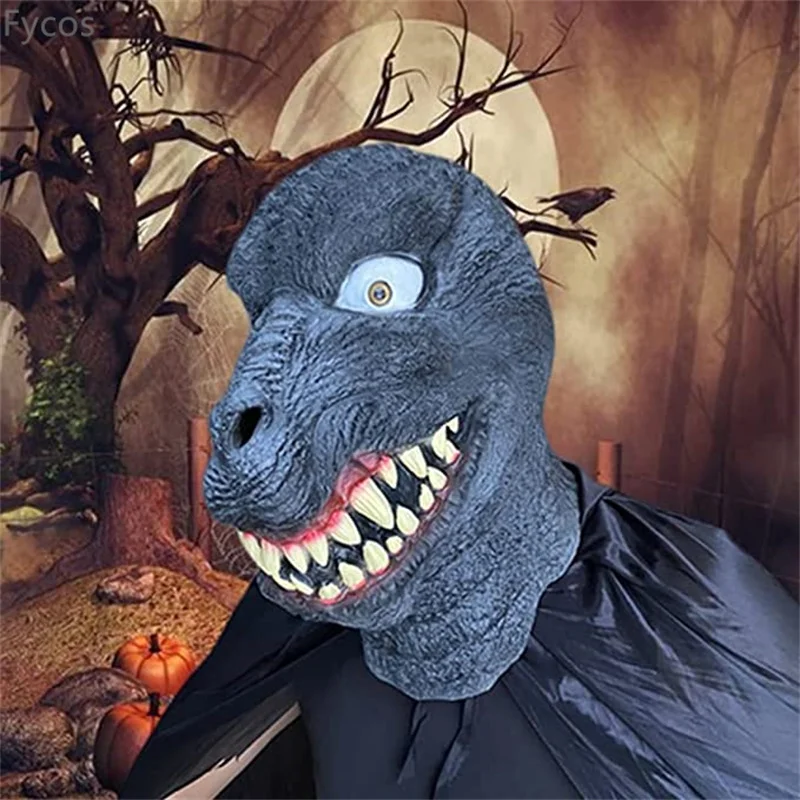 Raptor dinossauro máscara novidades halloween masquerade rave cosplay dino traje horror látex animal cabeça cheia mascara disfarce homem