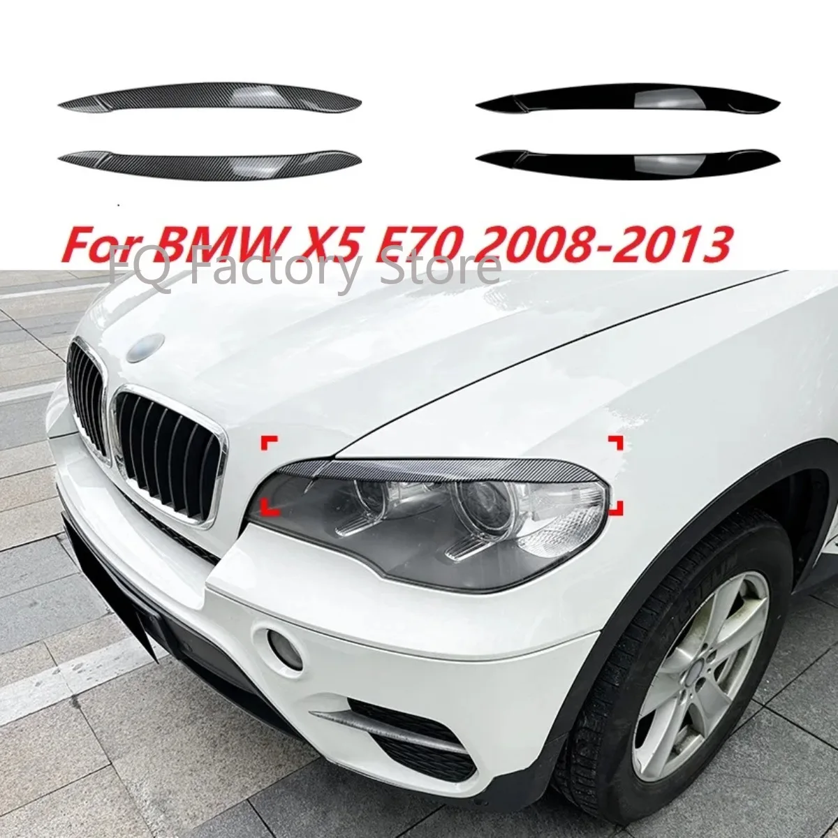 

Pair Headlight Eyebrow For BMW X5 E70 2008-2013 Front Head Light Lamp Cover Trim Headlamp Eyelid Sticker