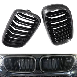 2Pcs Carbon Fiber Front Bumper Grille Racing Grill for BMW 2015-2018 X5M F85 X6M F86 14-18 X5 F15 X6 F16 51117294485 51712334710