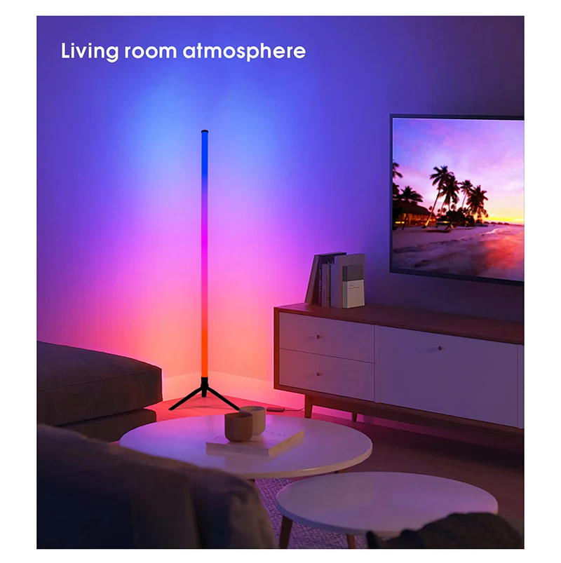 Lámpara de pie LED inteligente con control remoto RGB y control por aplicación, sincronización musical, iluminación de e