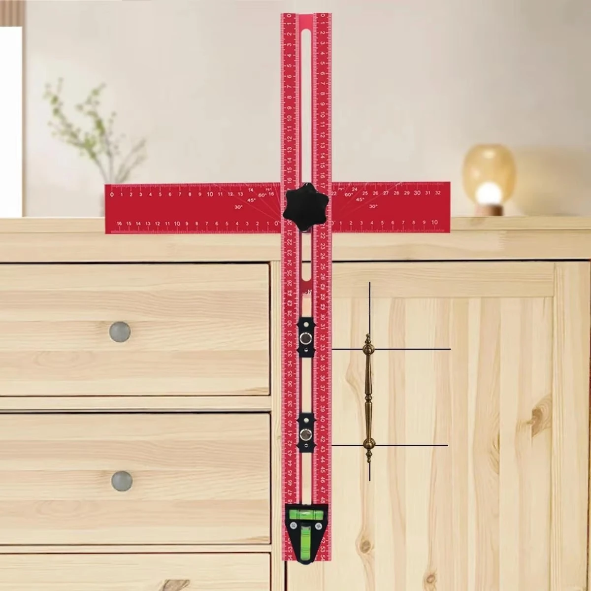 Multi-functional Combination Angle Ruler, Woodworking Tool Artefacts, T-ruler,  Complete T-shape.