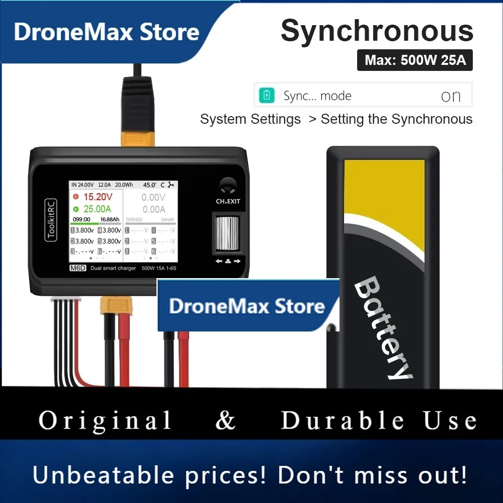 DroMaToolkitRC M6D Dual Channel MINI Smart Charger Discharger For 1-6S Lipo Battery