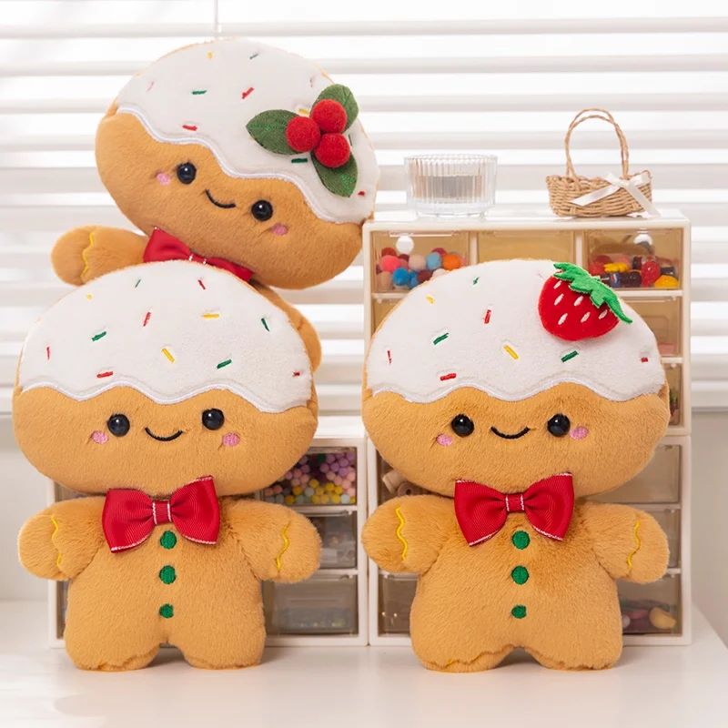 Kawaii Christmas Gingerbread Man Plush Toy Soft Gingerbread Man Plushie Christmas Gift Festival Decoration