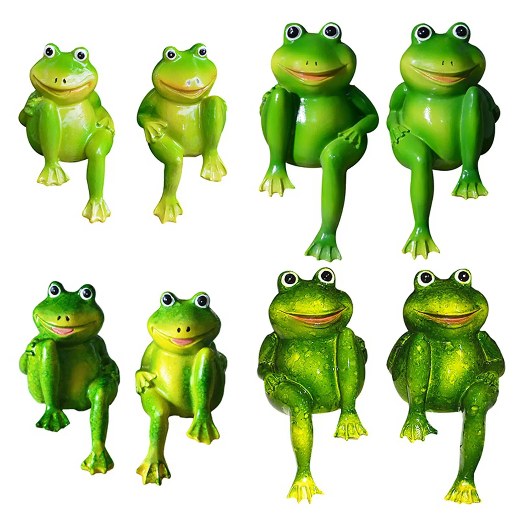 ABKS-4Pcs/Set Cute Resin Sitting Frogs Statue Outdoor Garden Store Frog Sculpture For Home Desk Garden Decor Ornament S2