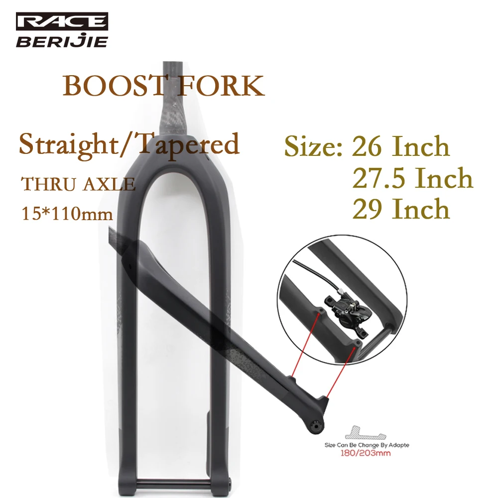 

ULLICYC Full Carbon MTB Thru Axle 15*110mm Straight Or Tapared Rigid Bicycle Front Fork,26"/27.5"/29" ,Bike Disc Brake