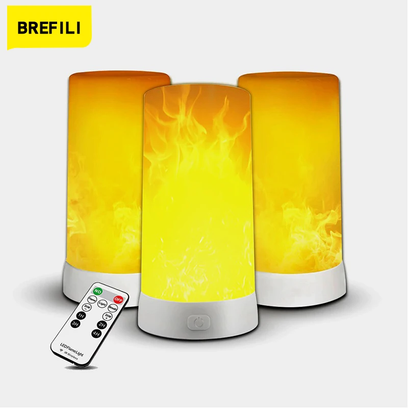 USB Rechargeable LED Flame Lamp Simulates Flame Effects, Realistic Bar Interior Decoration
