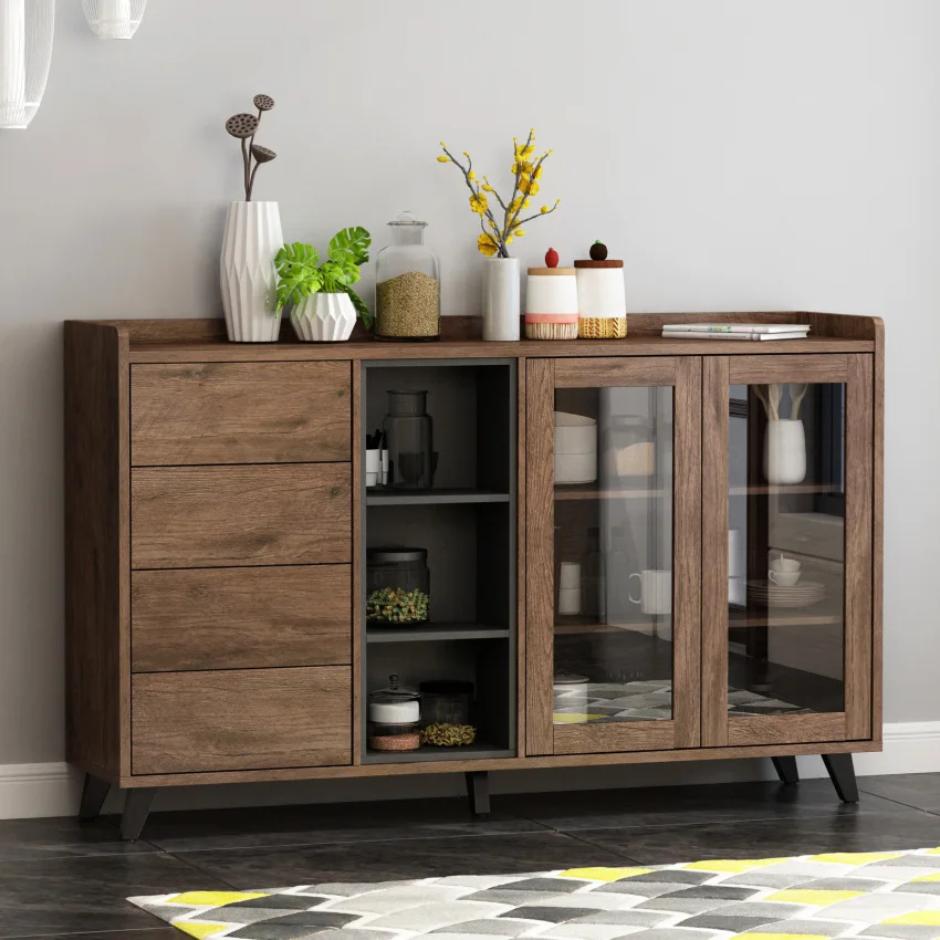 Side cabinet glass door kitchen tea storage household tea modern simple storage storage