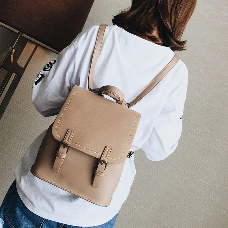 PU Travel Backpack Women Bagpack Travel Men's Outdoor Commuting Large Capacity Junior High School High School Student Bags