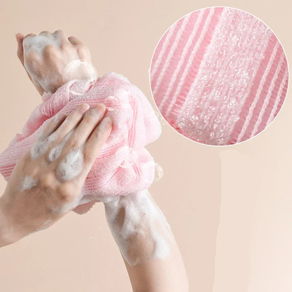 Ultra-ยาว Exfoliating ผ้าขนหนูถู Washcloth ผ้าเช็ดตัวไนลอน Back Scrubber สําหรับอาบน้ํา Body Bath สุทธิผิวอุปกรณ์ล้าง