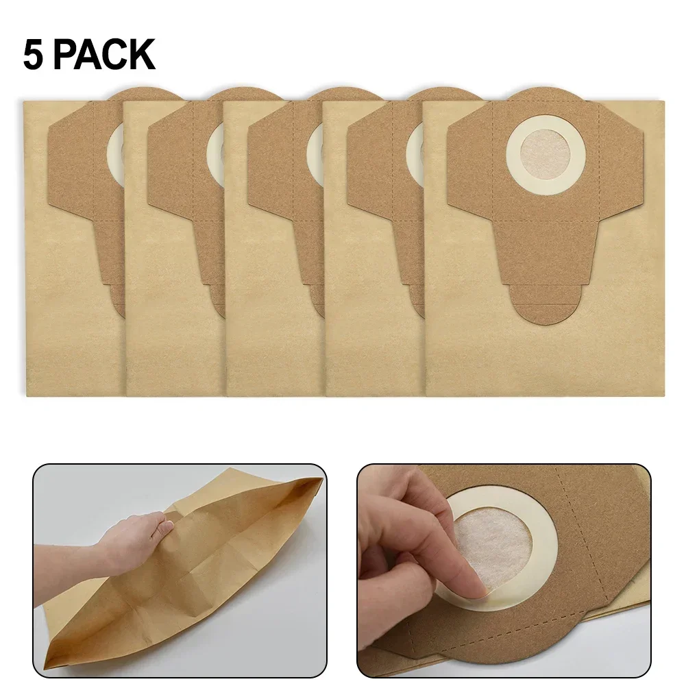 5pcs 20L Wet And Dry Vacuum Bags For Einhell BT-VC1250S TC-VC 18/20 Li S-Solo For BT-VC 1250S/1250 Paper Dust Collection Bags