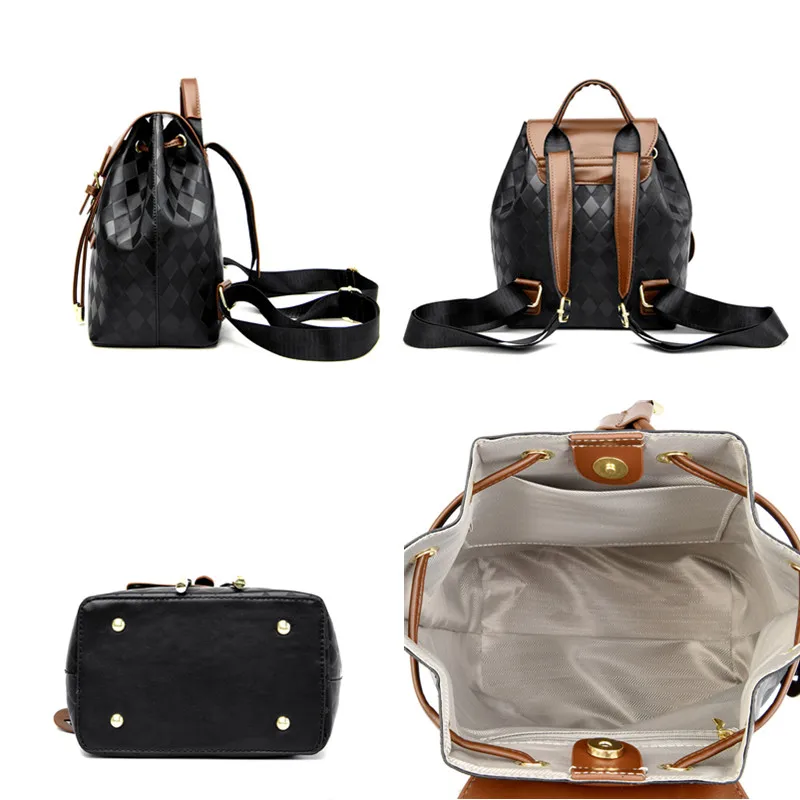 Zaino di lusso in pelle PU moda losanga zaino borsa a tracolla per le donne studente Bookbag moda viaggio zaino ragazze mochila