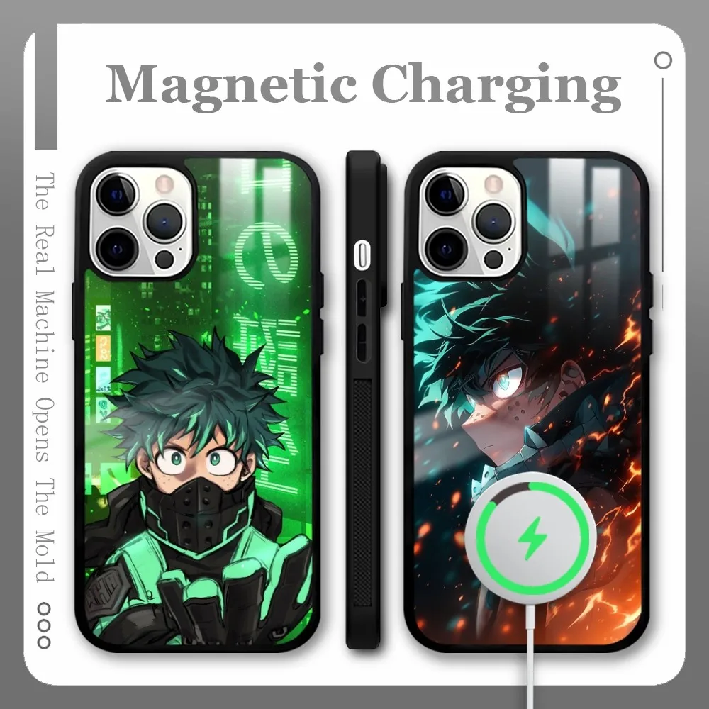 

Deku M-My Hero A-Academia Phone Case For iPhone 16 15 14 13 12 11 Pro Max Plus Mini Magnetic Magsafe Wireless Charging Cover