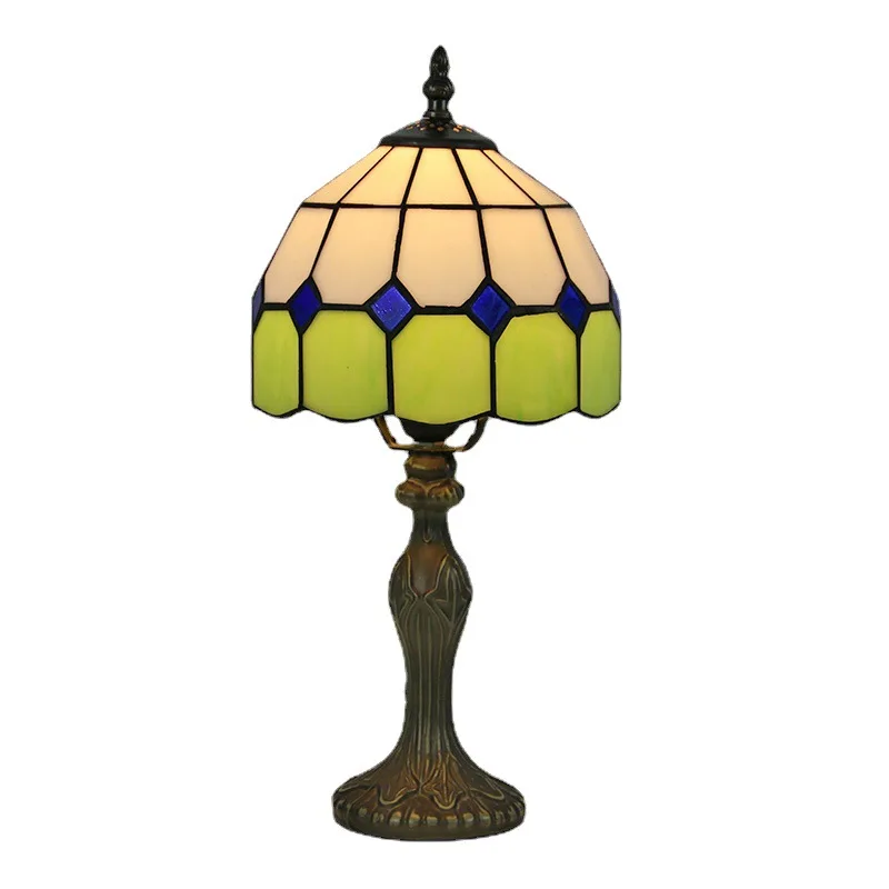 Imagem -03 - Vintage Stained Glass Shade Lamp Lâmpada de Mesa Tiffany Pol 20cm