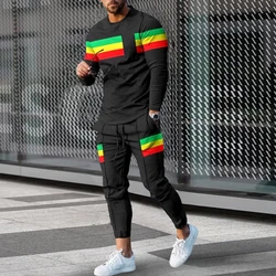 Autumn Long Sleeve+Trousers Suit Men Streetwear Casual Men Long Style Set Oversized Set Long Tracksuit Men Clothing 2 Piece Sets