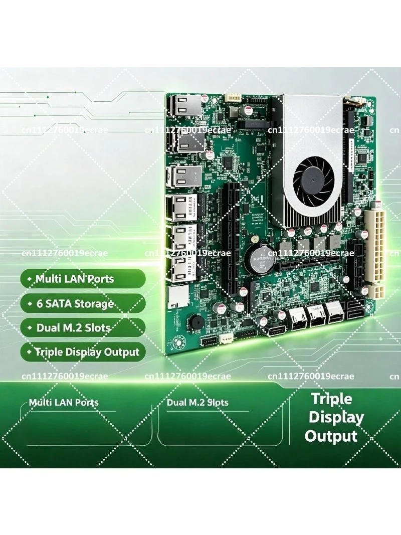 N150 6-Bay NAS Motherboard with 10G Ethernet Port, Upgraded N100 Mainboard for Soft Routing Storage Server