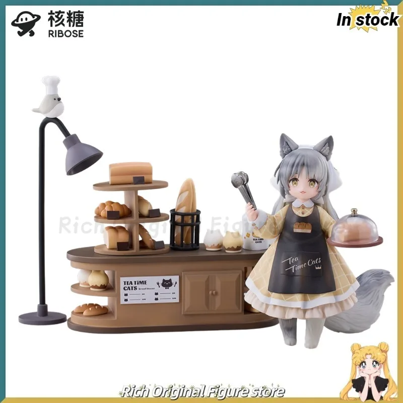 

【In Stock】Original RIBOSE DLC Tea Party Cat Series Meow Town Bakery Clerk Tabby Cat Anime Figure Model Toy