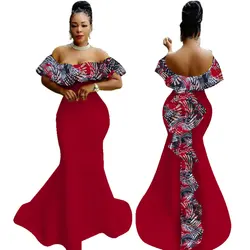 Robe longue africaine à volants pour femmes, robes de soirée imprimées, Bazin Riche, WY2919