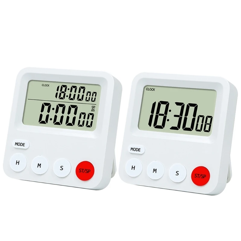 Digital Timer Alarm Clock Countdown Timer with Magnet Tabletop Wall Mount Small Alarm Clock 24 Hours LCD Display Timer PXPD