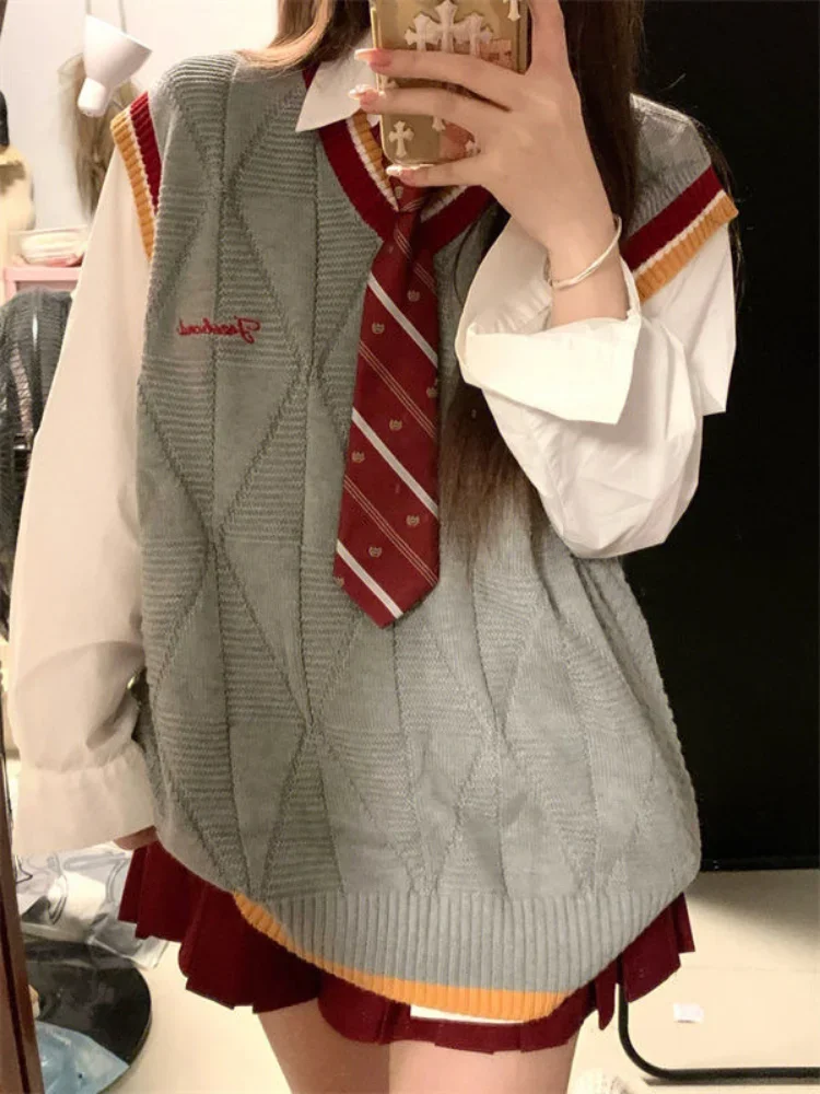 

Комплекты в консервативном стиле, женские свитера, жилеты и рубашки, осенние комплекты из двух предметов, универсальные мягкие, нежные, милые, базовые, минималистичные, Mujer.