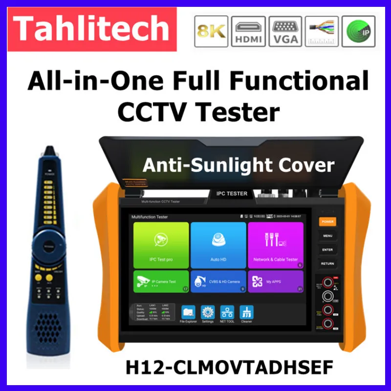 

8K 8inch Funll function IPC Tester IP Camera Tester 8MP IPC AHD TVI CVI Camera Testing With VGA HDMI TDR Cable Testing SFP PoE