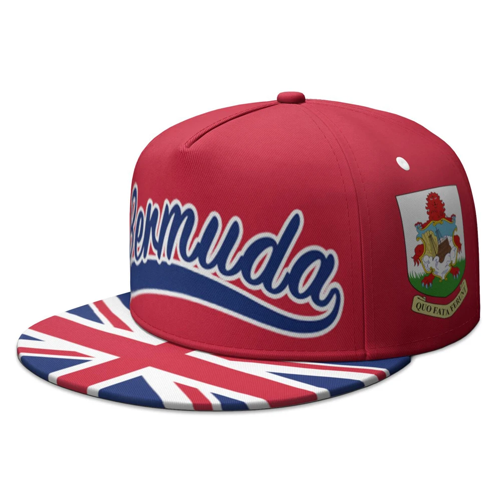 Bermuda Free custom made name number Logo Flat Brimmed Cap country nation flag island college Print photo Hip-hop Hat