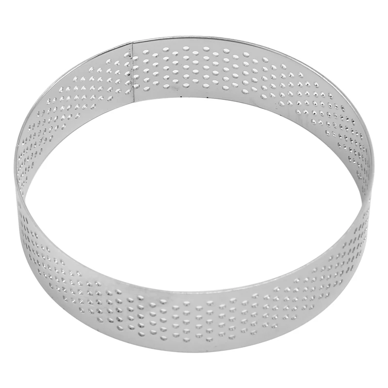 24 Pack Stainless Steel Tart Rings, Heat-Resistant Perforated Cake Mousse Ring,Cake Ring Mold,Round Cake Baking Tools