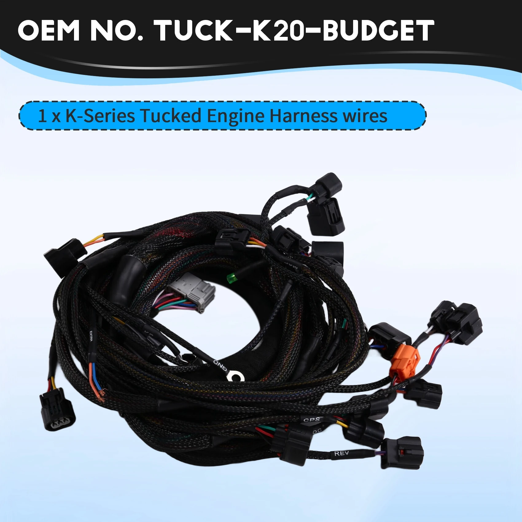 

ABQB-Fit For Honda Acura K-Swap CRX EK EG 02-04 RSX Type S 02-04 RSX Base K20 K24 K-Series Tucked Engine Wiring Harness