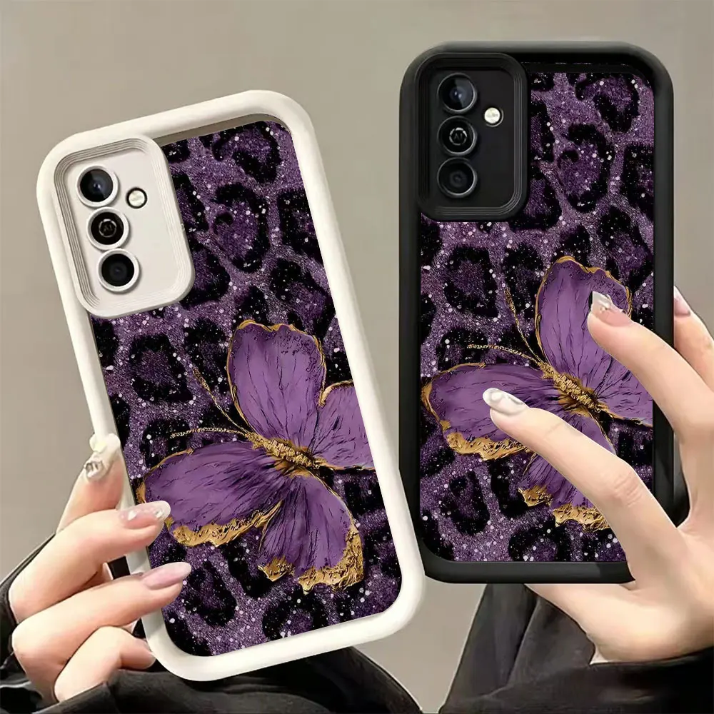 Anti-Drop Soft TPU Phone Case For Samsung Galaxy A73 A72 A71 A56 A55 A54 A53 A52 A52s A50 5G 4G Butterfly Leopard Print Cover view 3