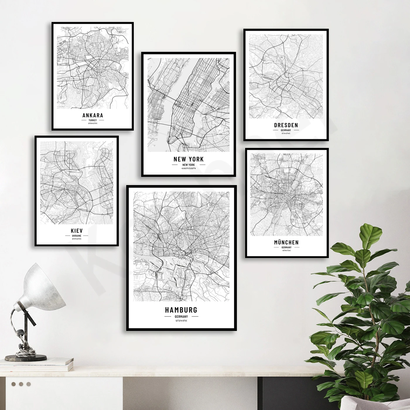 Las Vegas Hamburg Ankara New York Dresden Kiev Lisbon Munich Cologne Berlin. City Travel Map Poster