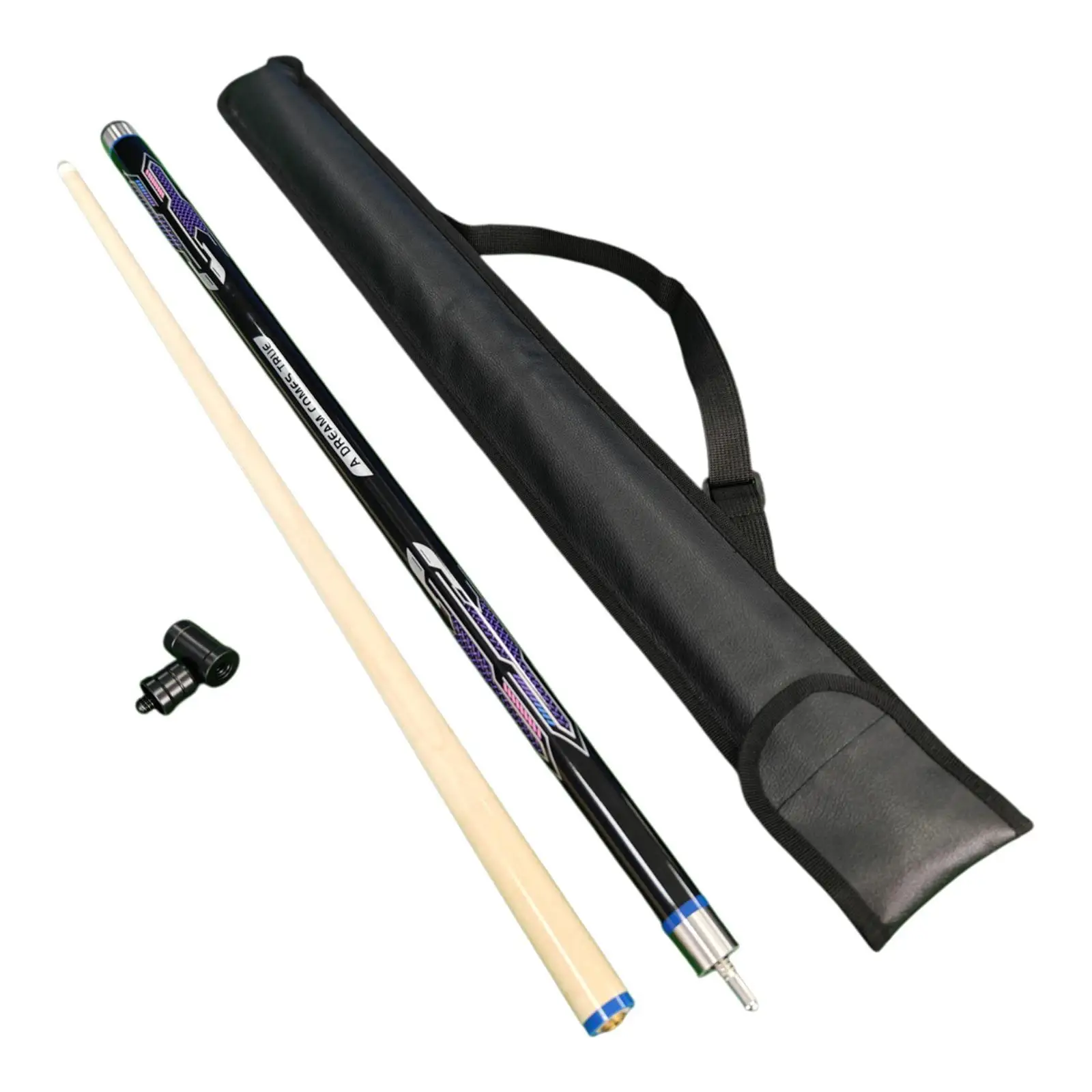 

Pool Cue Stick with Storage Carrying Bag Two Section Segmented 13mm Tip