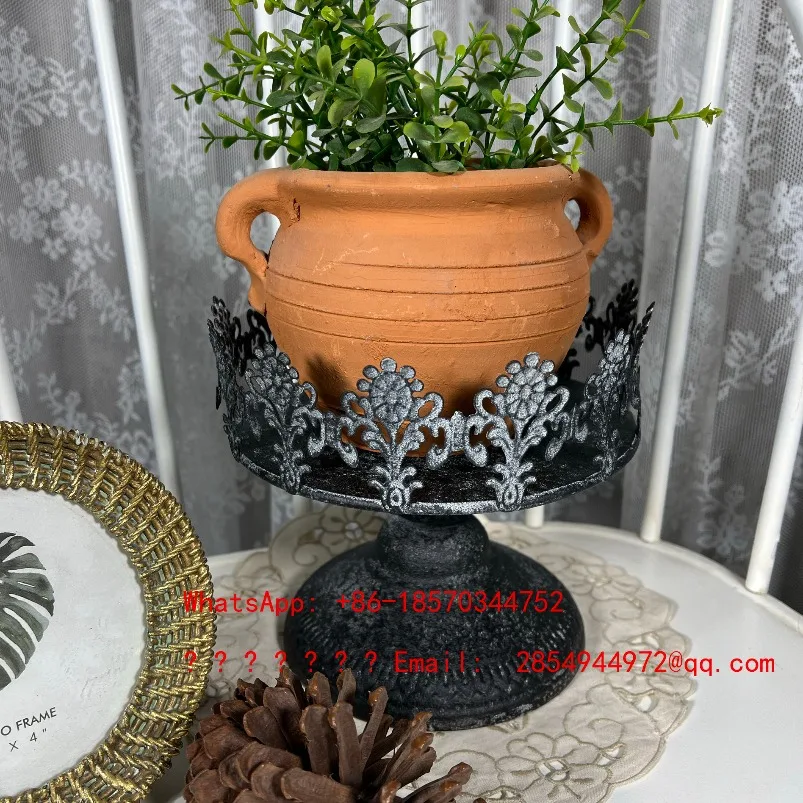 European French Wrought Iron Lace Flower Stand Flower Holder Desktop Candlestick Ornament