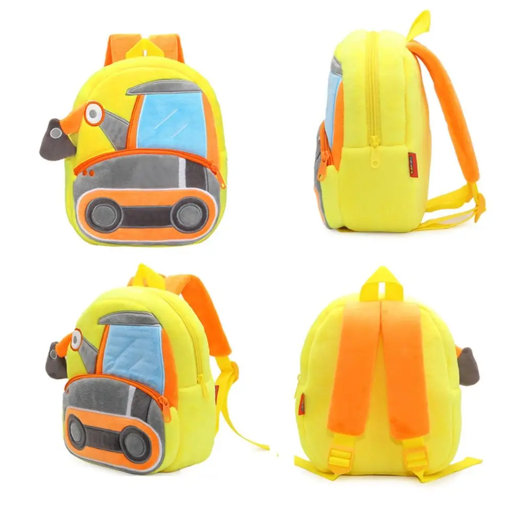 Technischer Rucksack für 2–4 Jahre alte Kinder, Plüsch, Weihnachtsgeschenk, Cartoon-Bagger-Rucksack für Kindergarten, Grundschule
