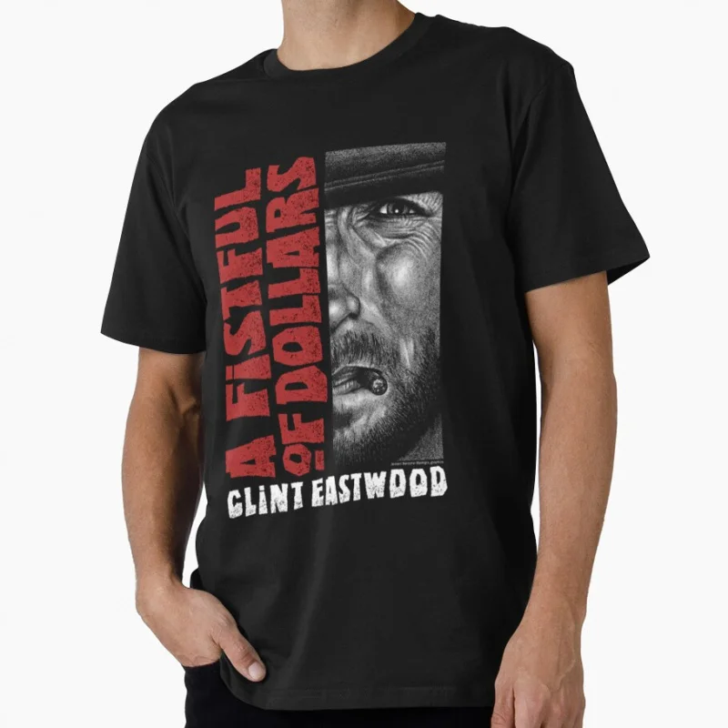 

Sergio Leone Vintage film A Fistful of Dollars Cowboy movie Eastwood Retro Gift t shirt for men Large size Tops printed Clothes