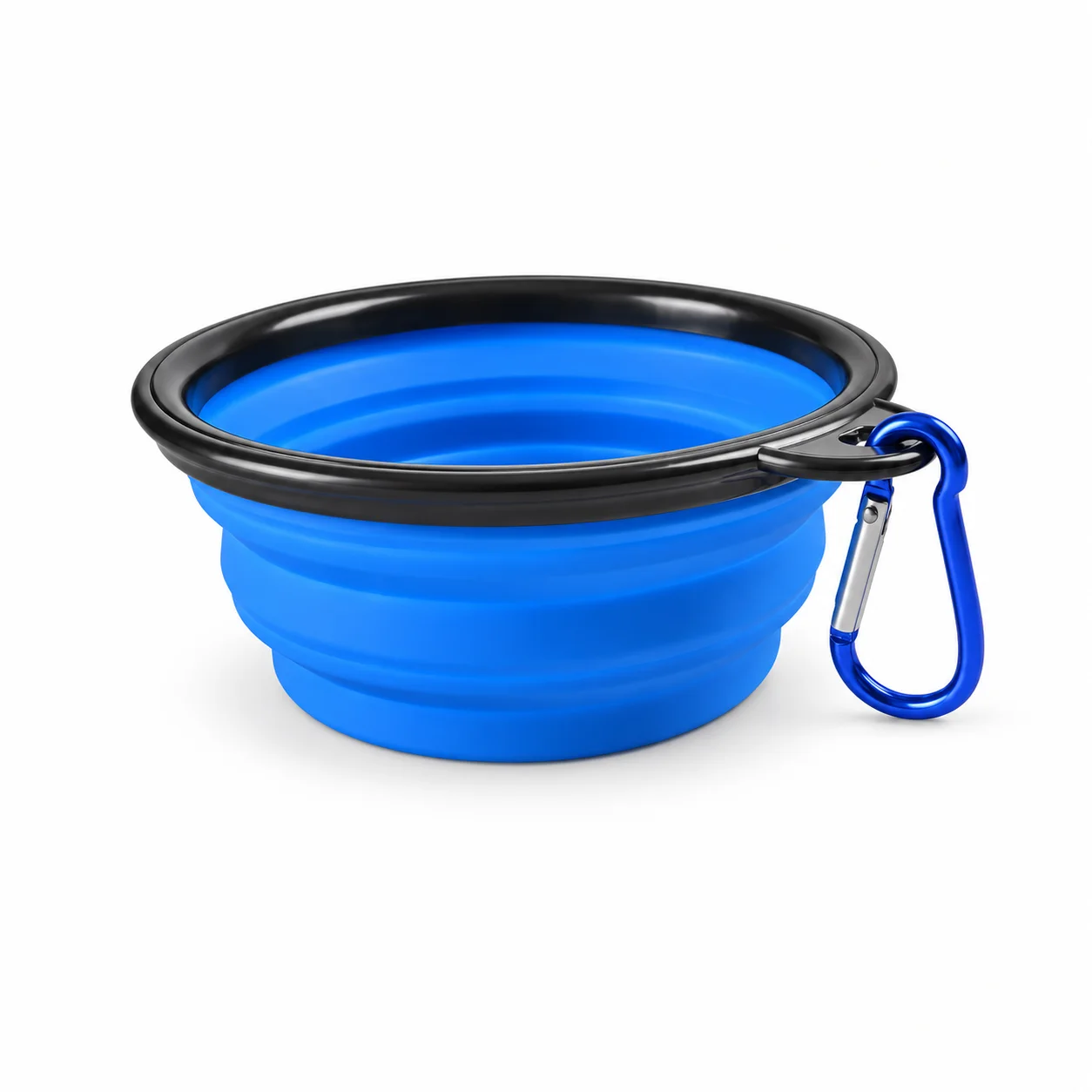 Portable Dog Water Bowl 350ml Collapsible TPR Travel Pet Dish with Carabiner for Car Trips Hiking Cats and Small Dogs Blue
