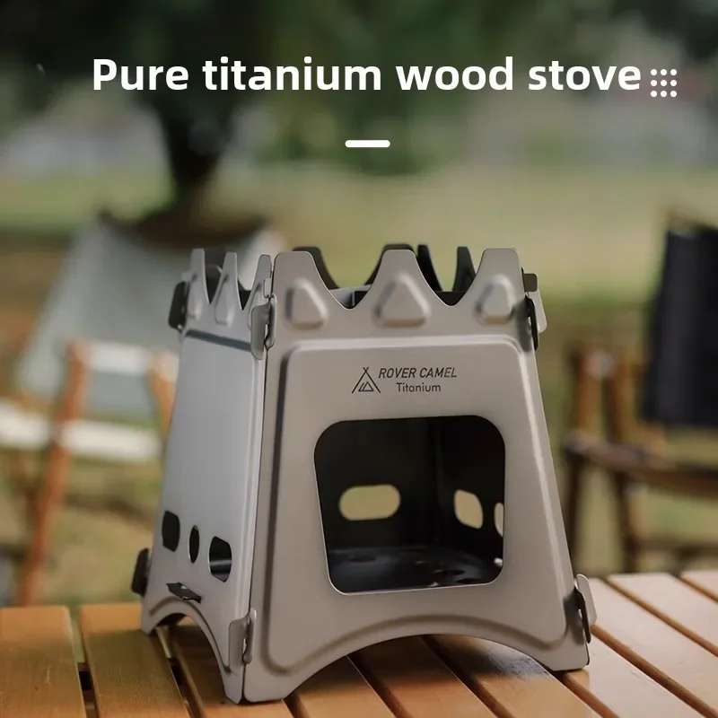 

Outdoor Pure Titanium Woodstove, Camping Camping Grill, Lightweight Portable Folding Card Stove, Titanium Durable Stove