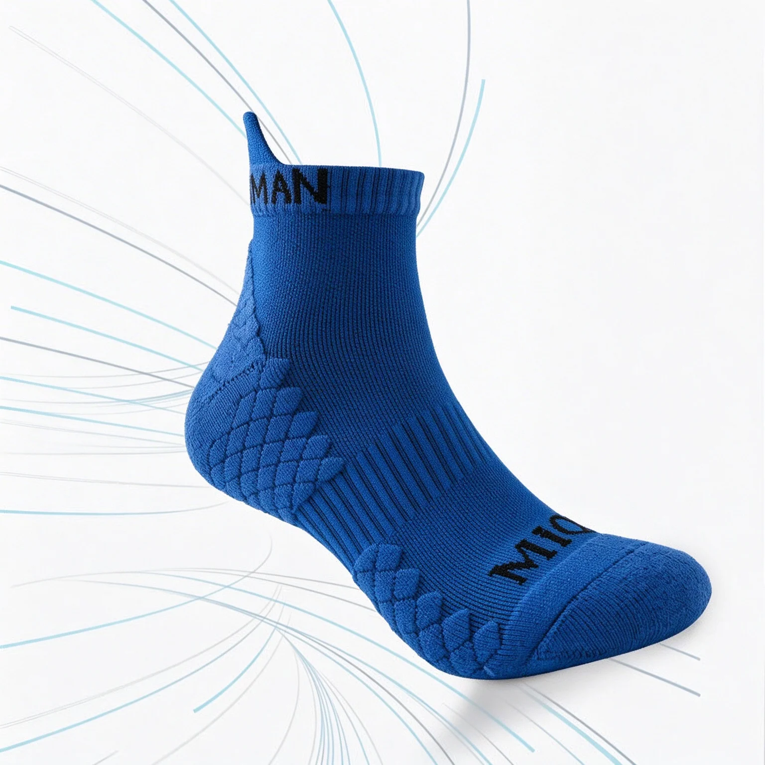 Men's Diamond Jacquard Crew Socks Heel Tab Design Arch Support Cushioned Athletic Socks Sweat Wicking Breathable Running Hiking