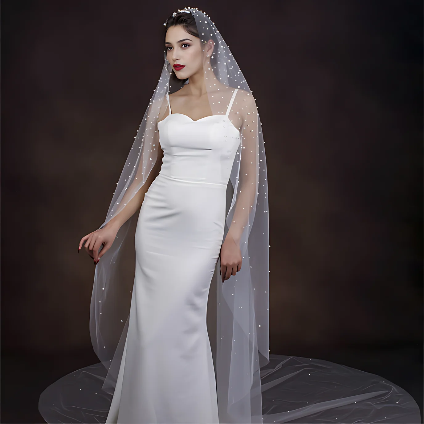 Voile de luxe extra long pour patients, voile de mariage en perles avec peigne, voile de longueur cathédrale royale, accessoires de mariage de 3m de large, VP89