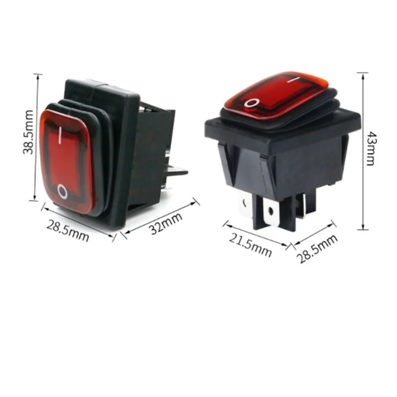 1 PCS,Heavy,Waterproof Rocker Switch,ON-OFF/ON-OFF-ON,4 Pin/6 Pin,16A 250VAC/20A 125V,2/3 Position,With Switch For Light Supply