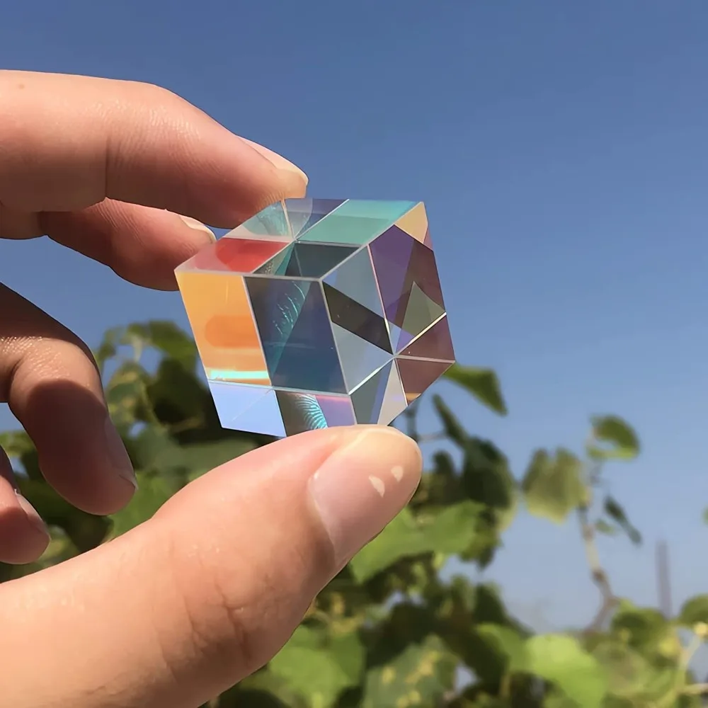 Physics Prism Sun Catcher X-cube Dichroic Cube Optical Glass Rainbow Color Prism Cubes Magic Prism Cube