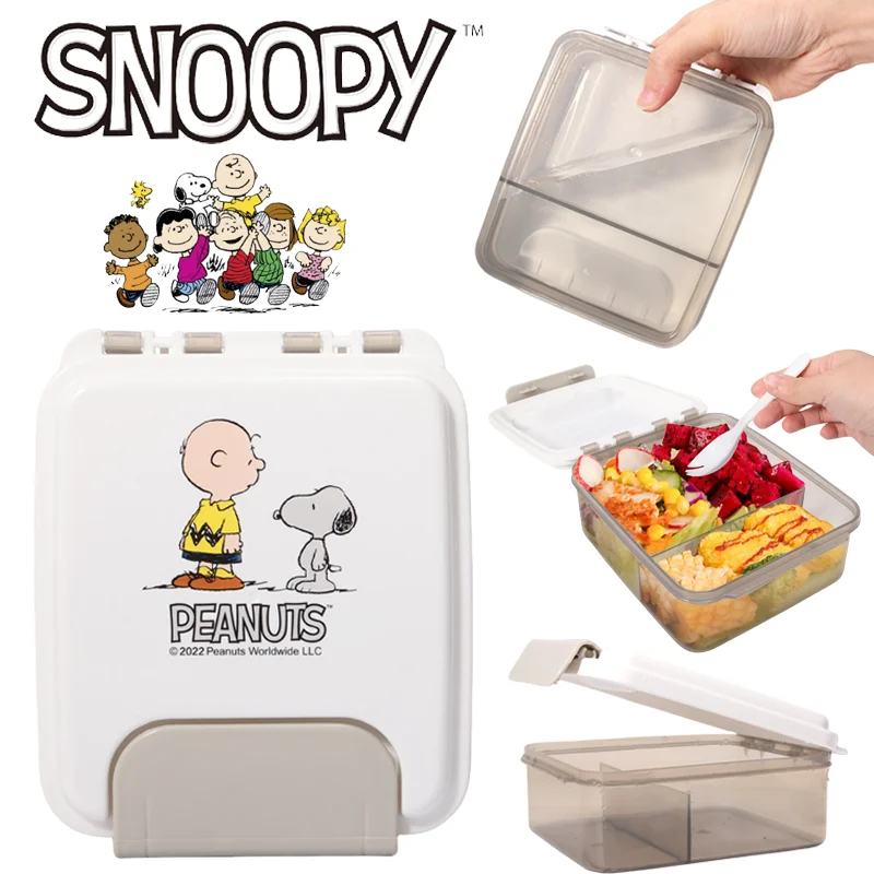 Snoopy Lunch Box Portable Plastic Fruit Food Box con Fork Bento Box contenitore per alimenti di grande capacità forniture da cucina