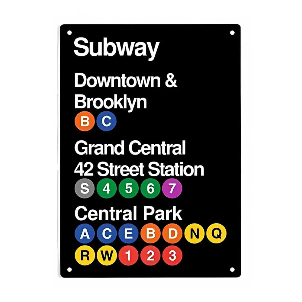 Dtsnjsdwk مترو الانفاق وسط المدينة بروكلين إلى جراند سنترال 42 علامات محطة الشارع علامة معدنية من القصدير ، ملصق حديقة مركزية للمكتب المنزلي