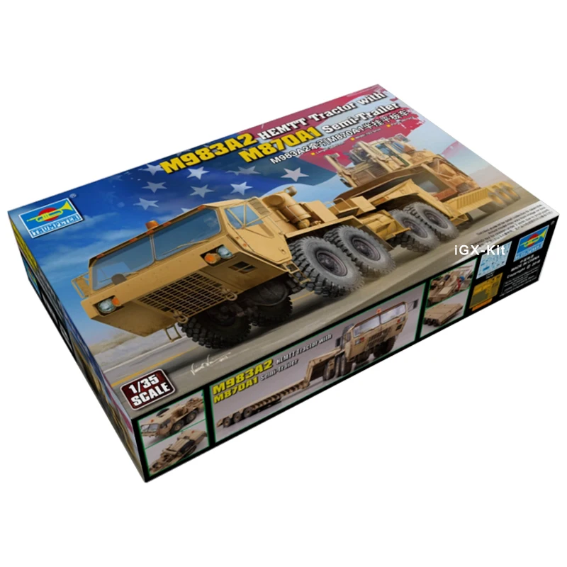 Trumpeter 01055 1/35 US M983A2 HEMTT Tractor W/ M870A1 Semi Trailer Military Vehicle Toy Plastic Assembly Building Model Kit