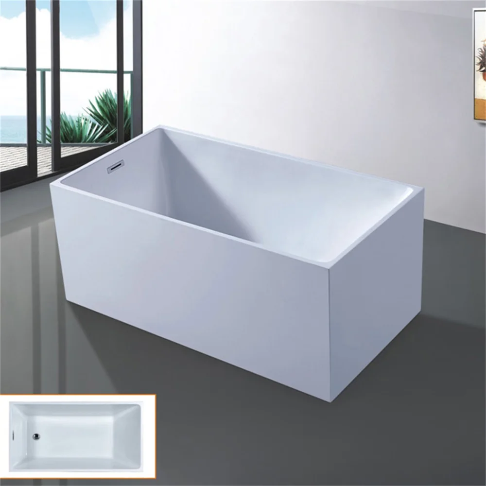 Picture 6: Rectangular Whirlpool Modern Acrylic Bath Tub Freestanding Design Bathtub Massage Tub with Pillows