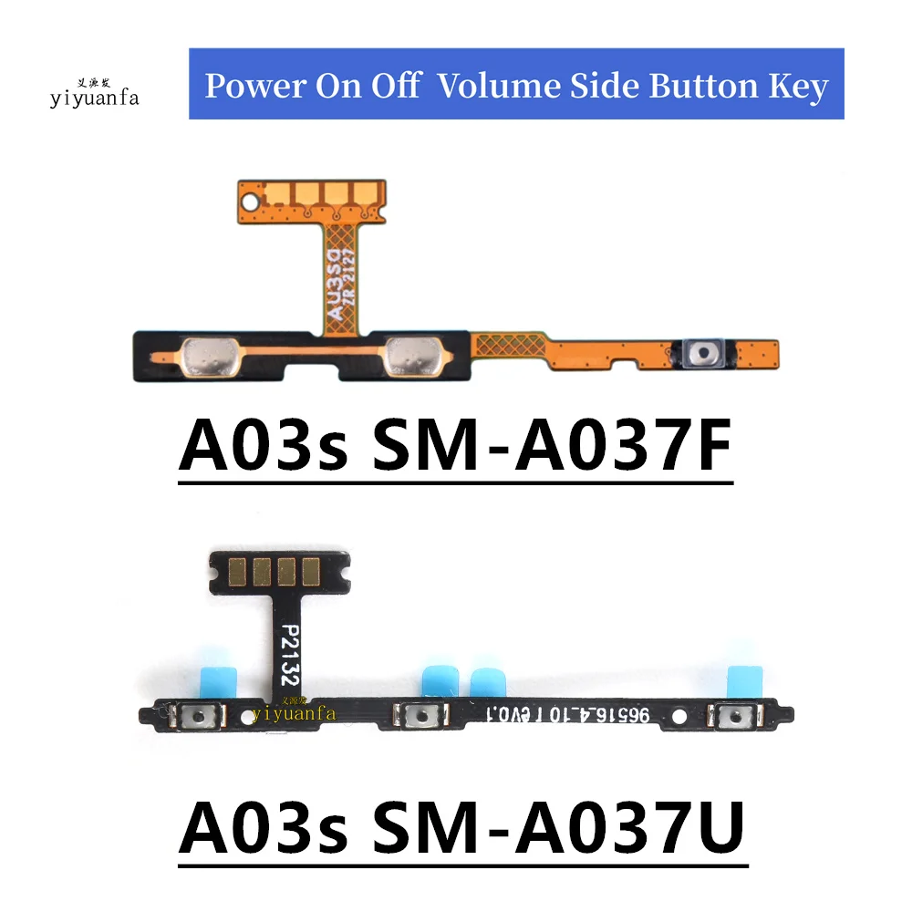 Botón de volumen de encendido para Samsung Galaxy A03S A037 A037F A037U botón de volumen interruptor de encendido apagado cinta Cable flexible