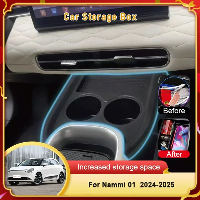 

For Dongfeng Box Nammi 01 2024 2025 Water Cup Holder Storage Box Under Center Console Portable Water Cup Storage Box Accessories