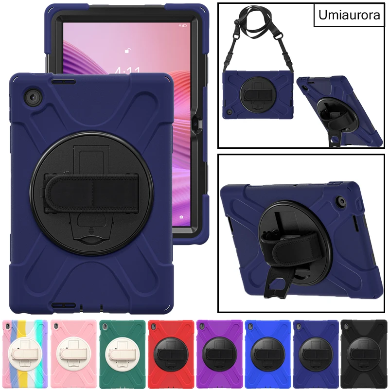 

For Lenovo Tab 10.1 inch 2025 TB311FU TB311XU Shockproof Silicon PC Tablet Case Kickstand Hand Shoulder Strap Rugged Cover Funda