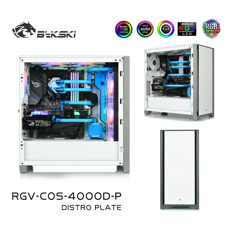 Bykski RGV-COS-4000D-P,Distro Plate For CORSAIR 4000D Case,MOD Waterway Board Reservoir PC Water Cooling CPU GPU Liquid System