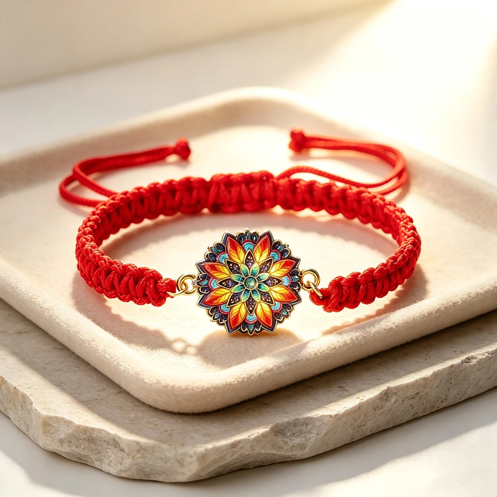 Fashion Datura Flower Braided Bracelets Alloy Accessory Nylon Thread Bangles Handmade Adjustable Knot Bracelets Vacation Jewelry